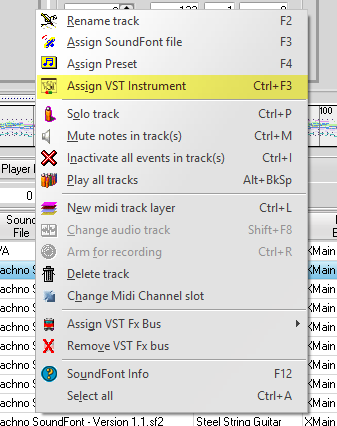 How to add a VST instrument to a track - use menu